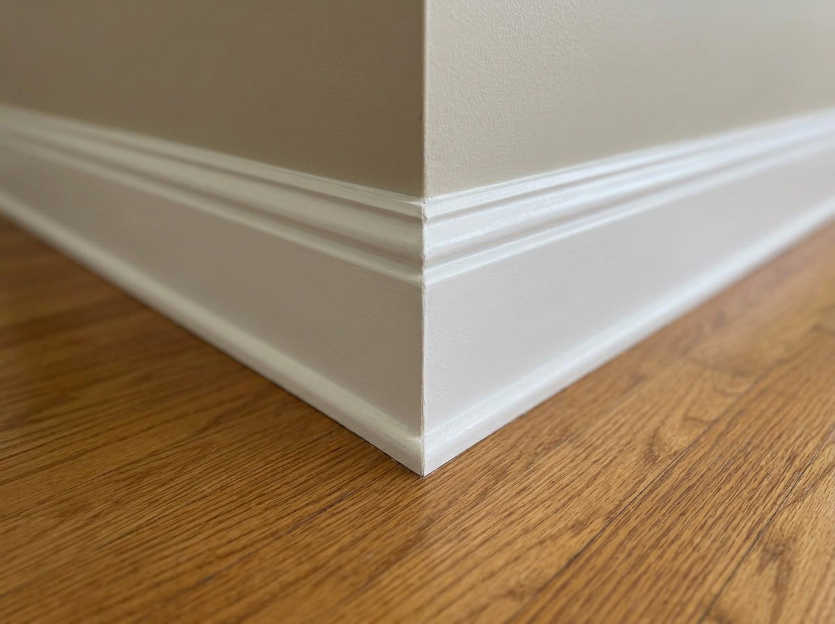 Illustrative baseboard after Crown’s dusting, clean along the trim