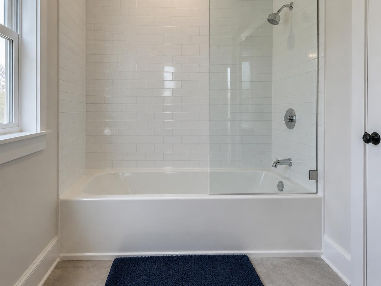 Illustrative bathroom after cleaning, with clean surfaces